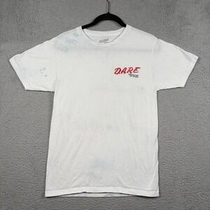 Vintage DARE Surf's Up Shirt Mens M White Lion Graphic 90s Keep Kids Off Drugs